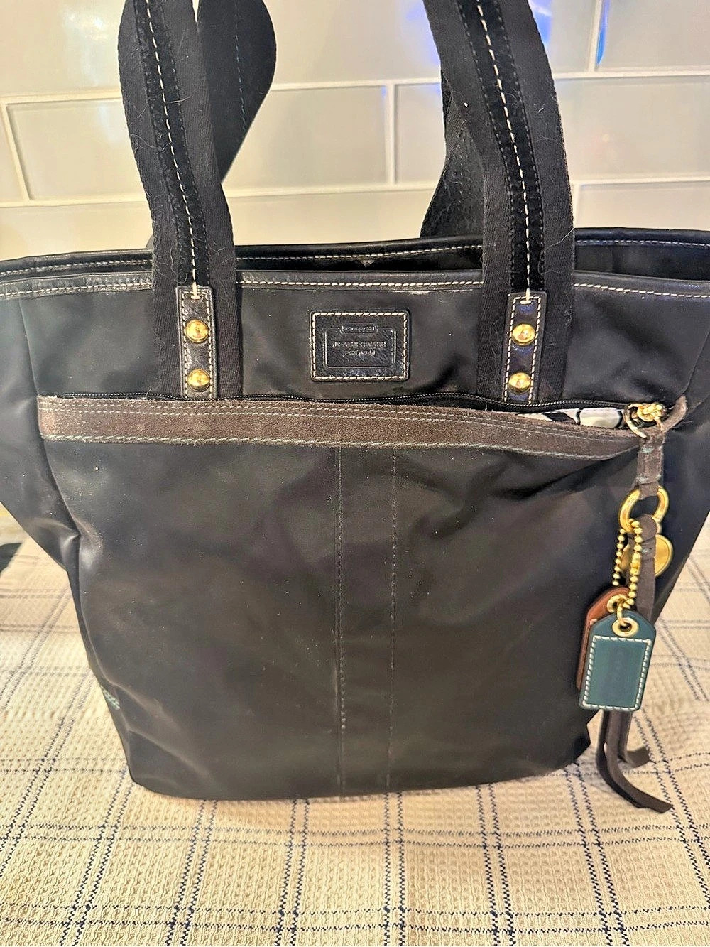 Coach Hamptons Nylon Tote Black & White